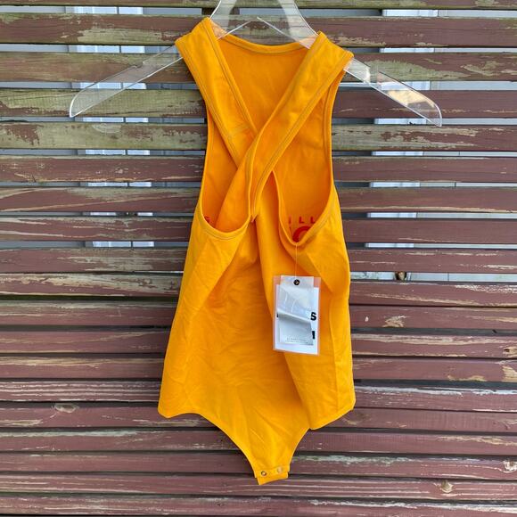 Simon Miller Keao Bodysuit Sleeveless Racerback Criss Cross Top Yellow M/L NWT - Picture 2 of 12